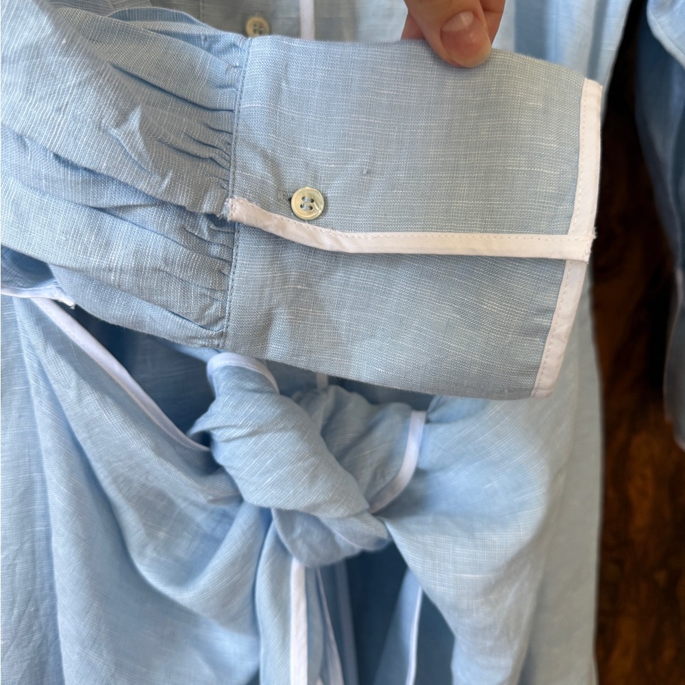 Light Blue Button-Up Mini Dress - Picture 4 of 5